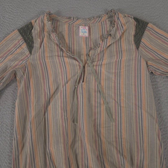 Free People Tops - Free People Top Womens 8 Multi Samifran Ruffle Cotton Striped Crochet Lace Boho